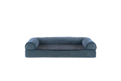 Fur Haven Pet Products Sherpa & Chenille Sofa Orthopedic Pet Bed Orion Blue Medium 842229104899