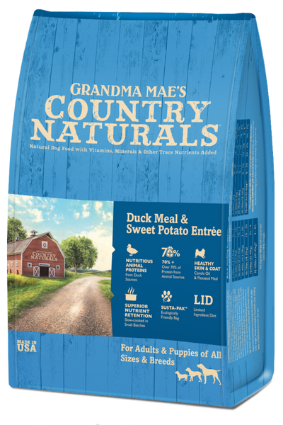 Grandma Mae's Country Naturals Dry Dog Food Duck Meal & Sweet Potato 24 lb 850042318799