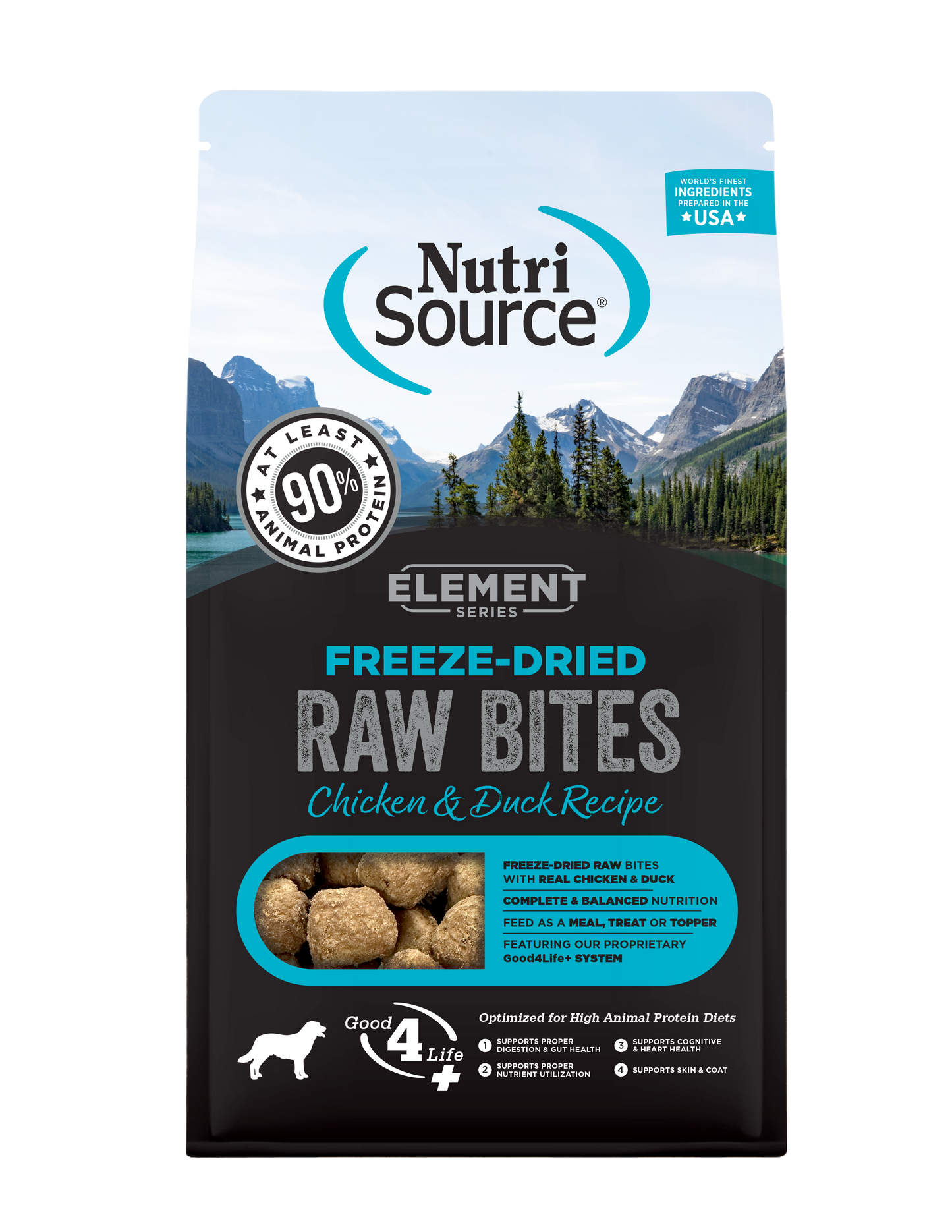 NutriSource Element Freeze Dried Raw Bites Dry Dog Food Chicken & Duck 10 oz 073893300816