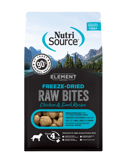 NutriSource Element Freeze Dried Raw Bites Dry Dog Food Chicken & Duck 10 oz 073893300816