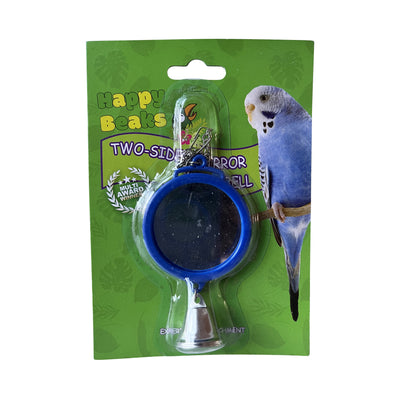 A & E Cages Happy Beaks 2-Sided Mirror with Bell Bird Toy 644472015232