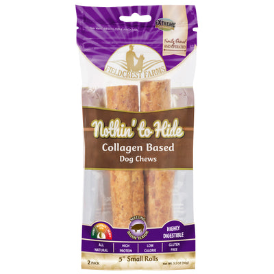 Fieldcrest Farms Nothin' To Hide Roll Collagen Based Dog Chew Bacon Small5 in, 2 pk 810002633331