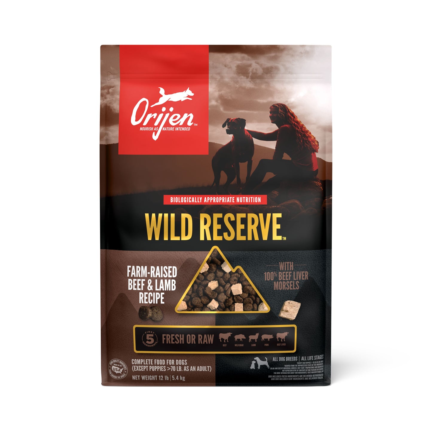 Orijen Wild Reserve Dry Dog Food Farm-Raised Beef & Lamb 12 lb 064992728106