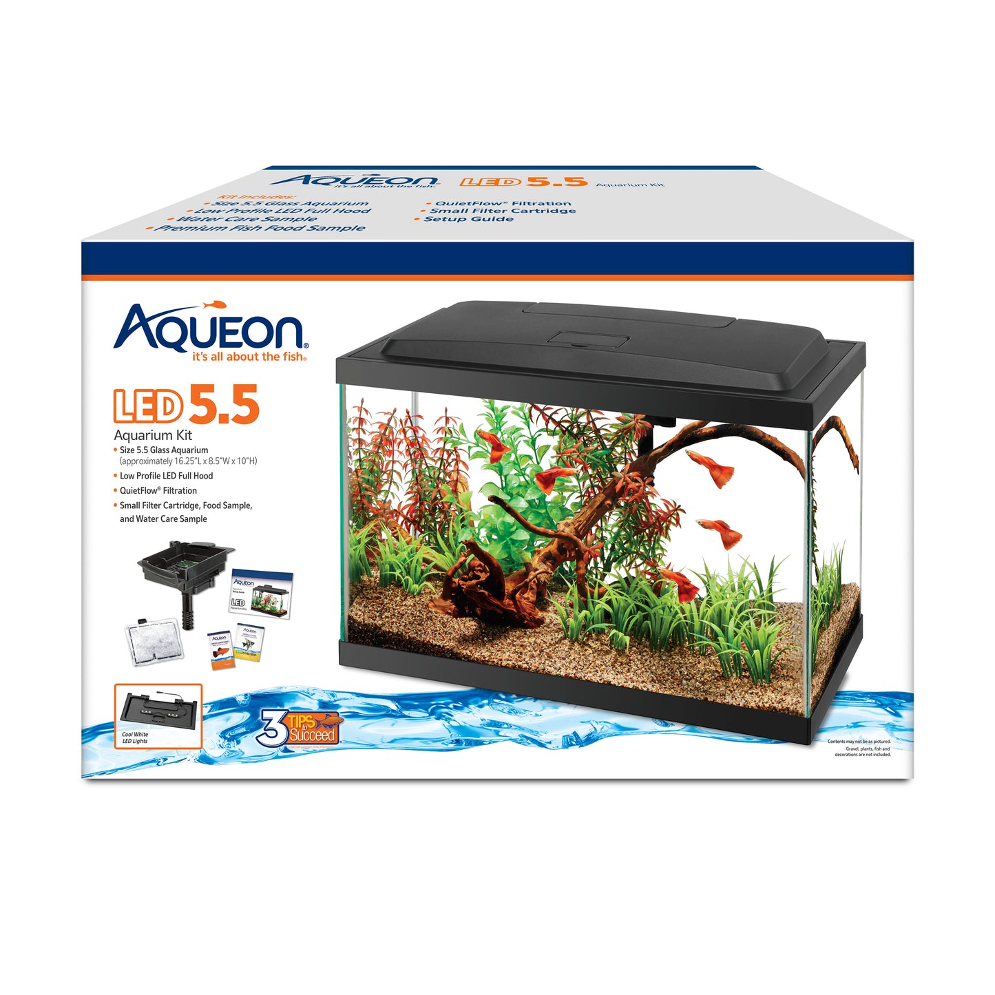 Aqueon Aquarium Fish Tank Starter Kit with LED Lighting 5.5-gal 015905002554