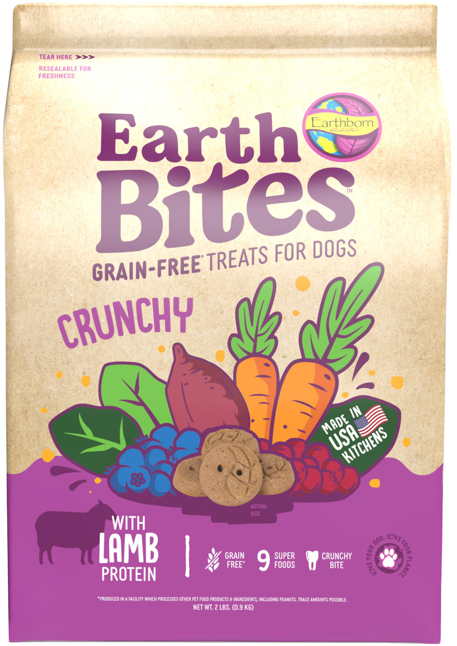Earthborn Holistic EarthBites Crunchy Dog Treats Lamb & Pumpkin 2 lb 034846723656