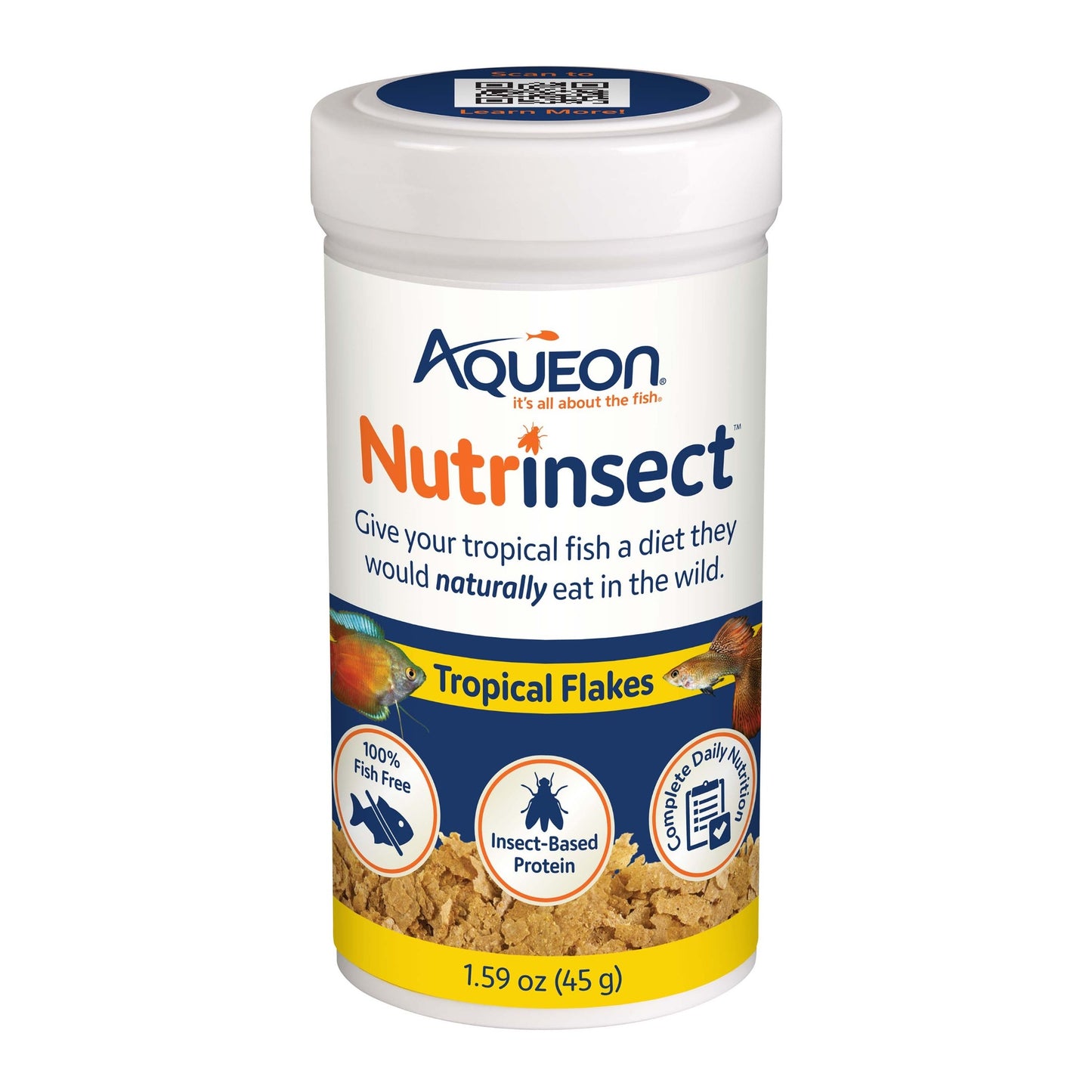 Aqueon Nutrinsect Fish-Free Fish Food Tropical Flakes 1.59 oz 015905002424