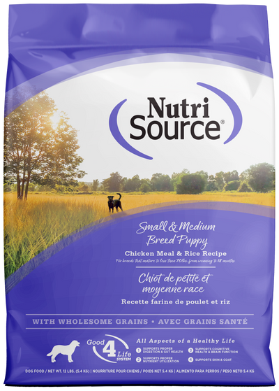 NutriSource Small & Medium Breed Puppy Dry Dog Food Chicken & Rice 12 lb 073893263043