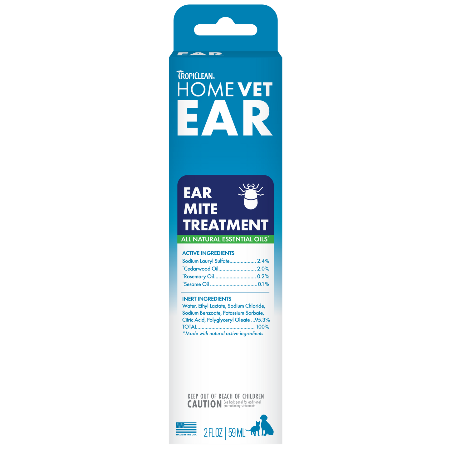 TropiClean HomeVet Ear Mite Treatment 2 oz 645095008823
