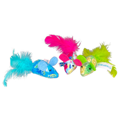 Multipet Margaritaville Mice Cat Toy Assorted Color 3 pk 784369563054