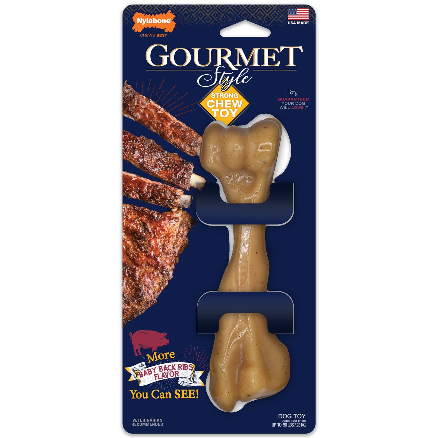 Nylabone Gourmet Style Strong Chew Femur Bone Dog Chew Toy Femur Baby Back Ribs Large/Giant - Up To 50 Lbs. (1 ct) 018214855750