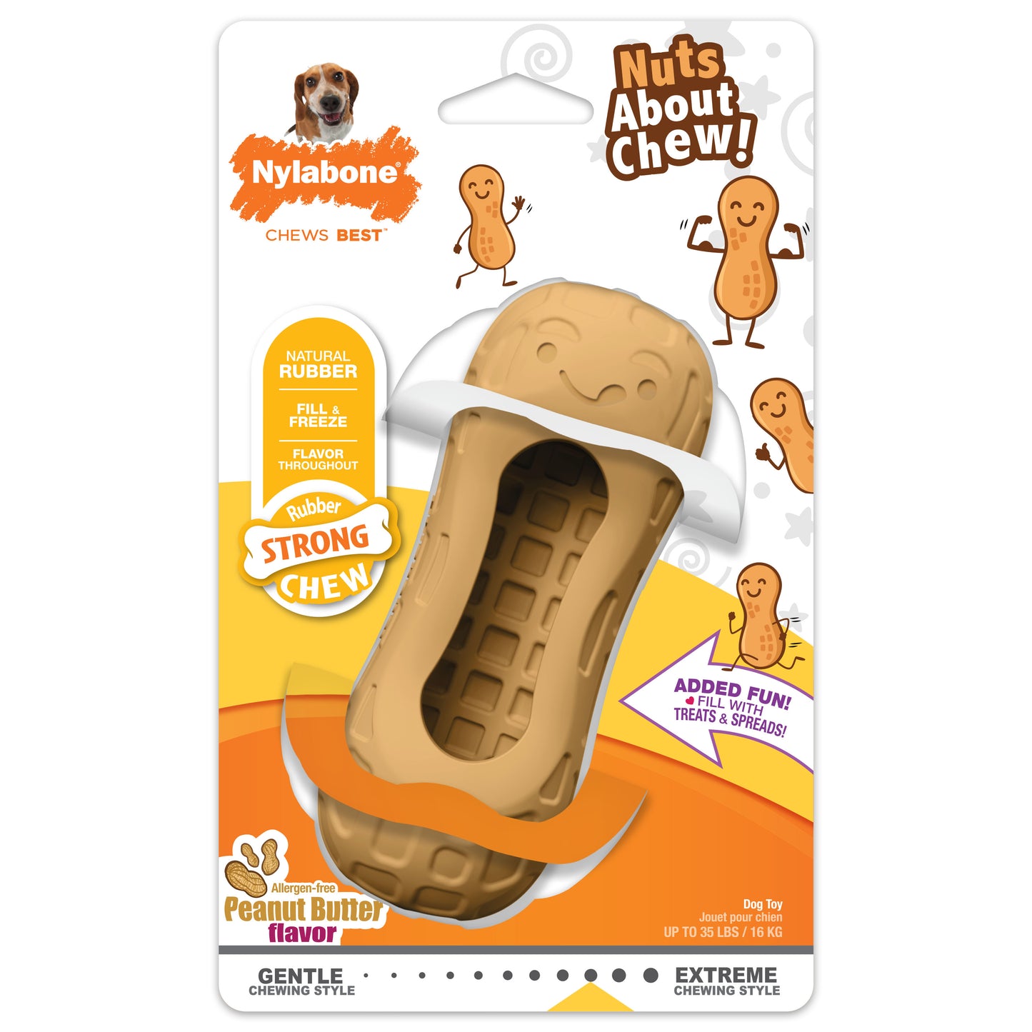 Nylabone Strong Chew Fillable Peanut Dog Toy Peanut Butter Medium/Wolf - Up To 35 Lbs. (1 ct) 018214855187