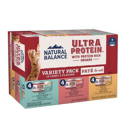 Natural Balance Pet Foods Ultra Protein Pate Canned Cat Food Variety Pack (Chicken, Salmon, Duck) 2.8 oz 723633007016