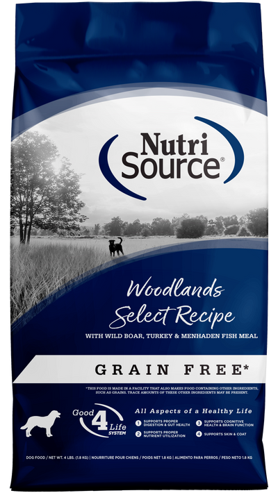 NutriSource Select Recipe Grain Free Dry Dog Food Woodlands Select 4 lb 073893298083