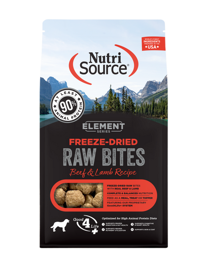 NutriSource Element Freeze Dried Raw Bites Dry Dog Food Beef & Lamb 10 oz 073893300847