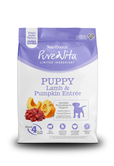 NutriSource Pure Vita LID Dry Puppy Food Lamb & Pumpkin 4 lb 073893179160