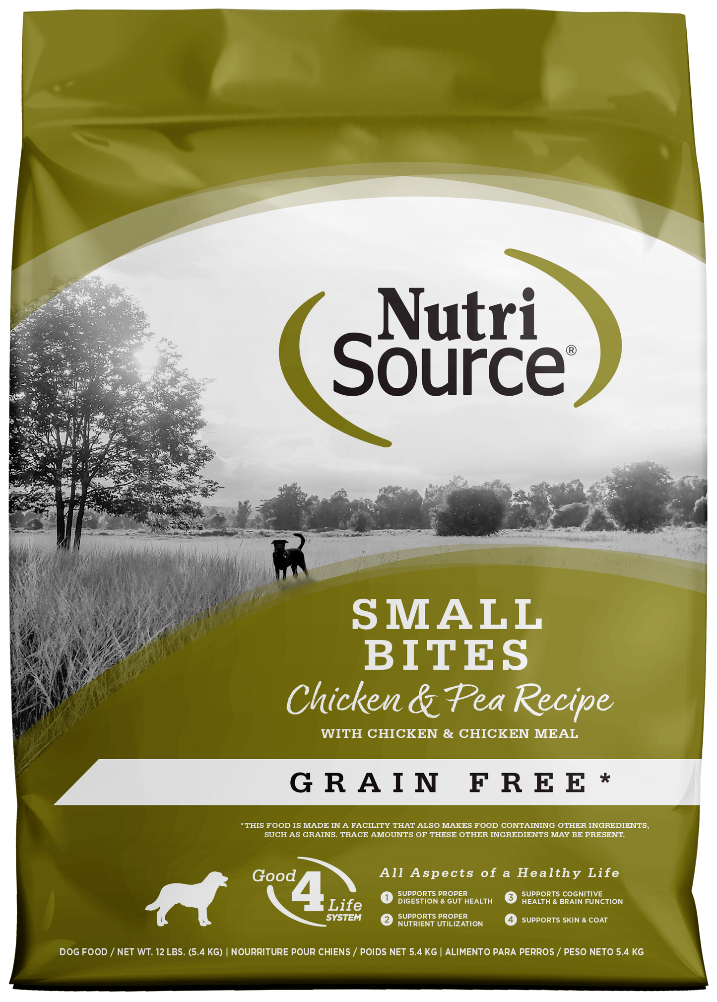 NutriSource Small Bites Grain Free Dry Dog Food Chicken & Peas 12 lb 073893295044