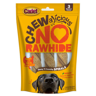 Cadet Chewalicious Chewy 'N Crunchy Rawhide-Free Natural Spirals Chicken (3 ct) 768303706004