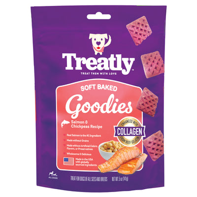 Treatly Soft Baked Goodies Dog Treats Salmon & Chickpeas 5 oz 094983004025