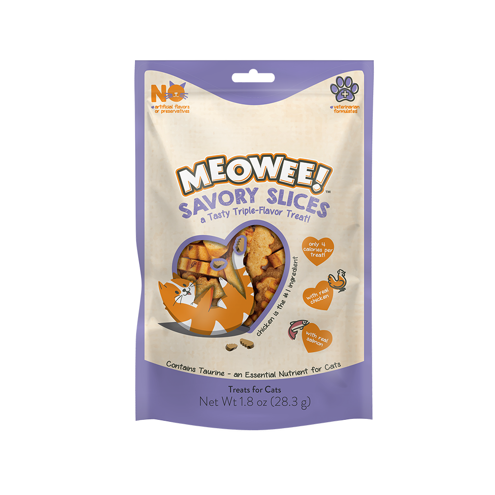 Meowee! Savory Slices Cat Treat Real Chicken & Real Salmon 1.8 oz 615650000548