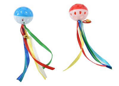 Max & Marlow Ball with Ribbon Assorted Color Cat Value Toys Display 24ea/24Pc 810162077211