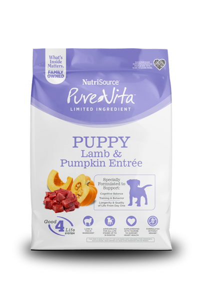 NutriSource Pure Vita LID Dry Puppy Food Lamb & Pumpkin 12 lb 073893179153