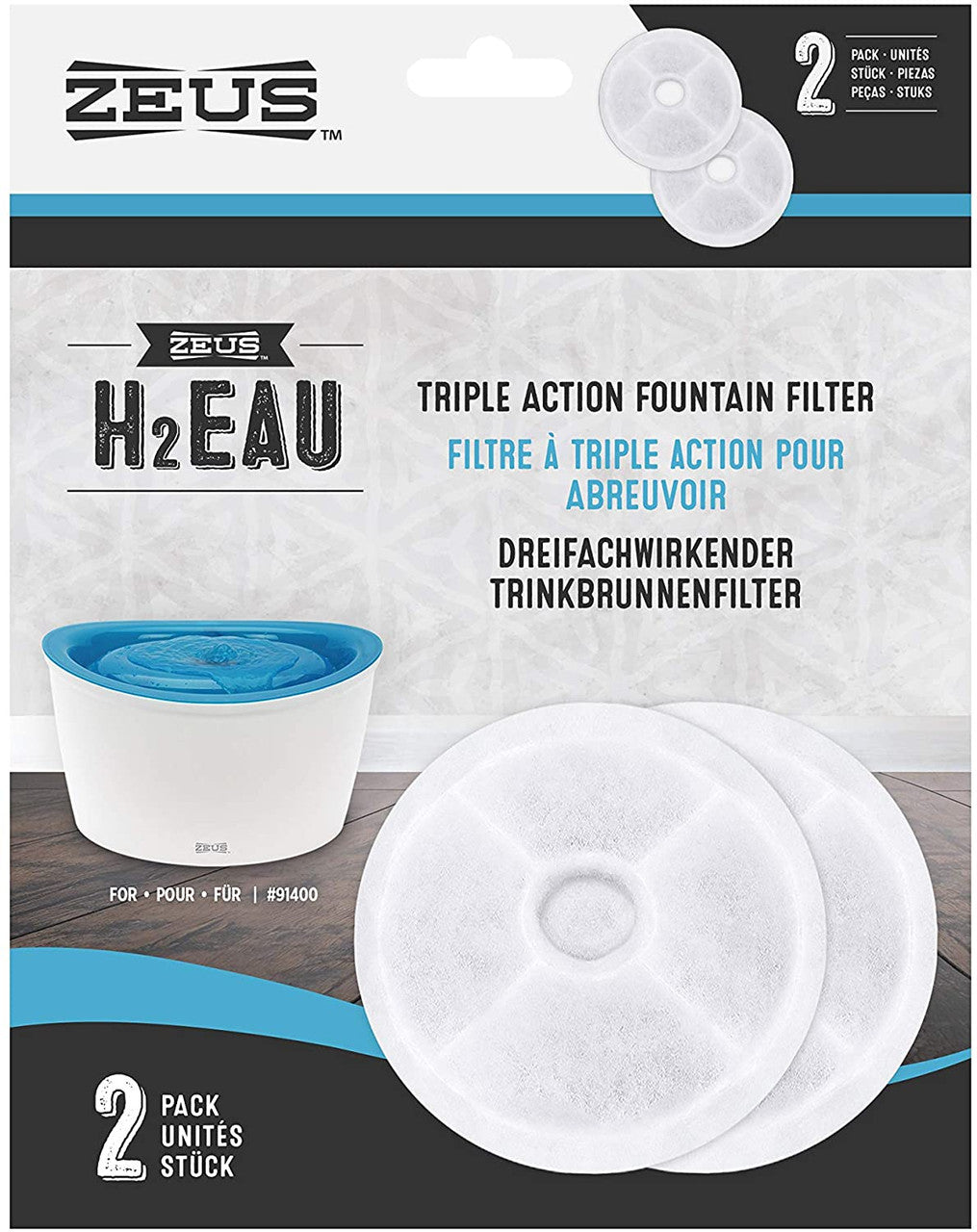 Zeus H2EAU Dog Fountain Filter, 2 pack 022517914038
