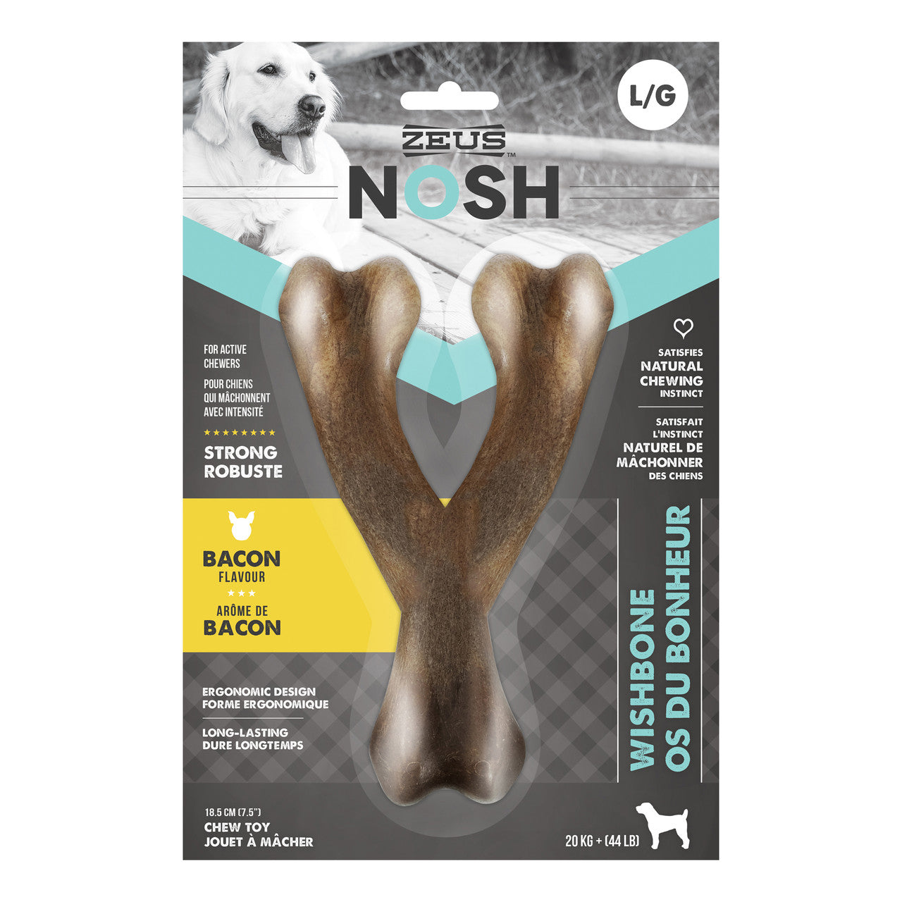 Zeus Nosh Strong Chew Bone, Bacon, Lg 022517964453