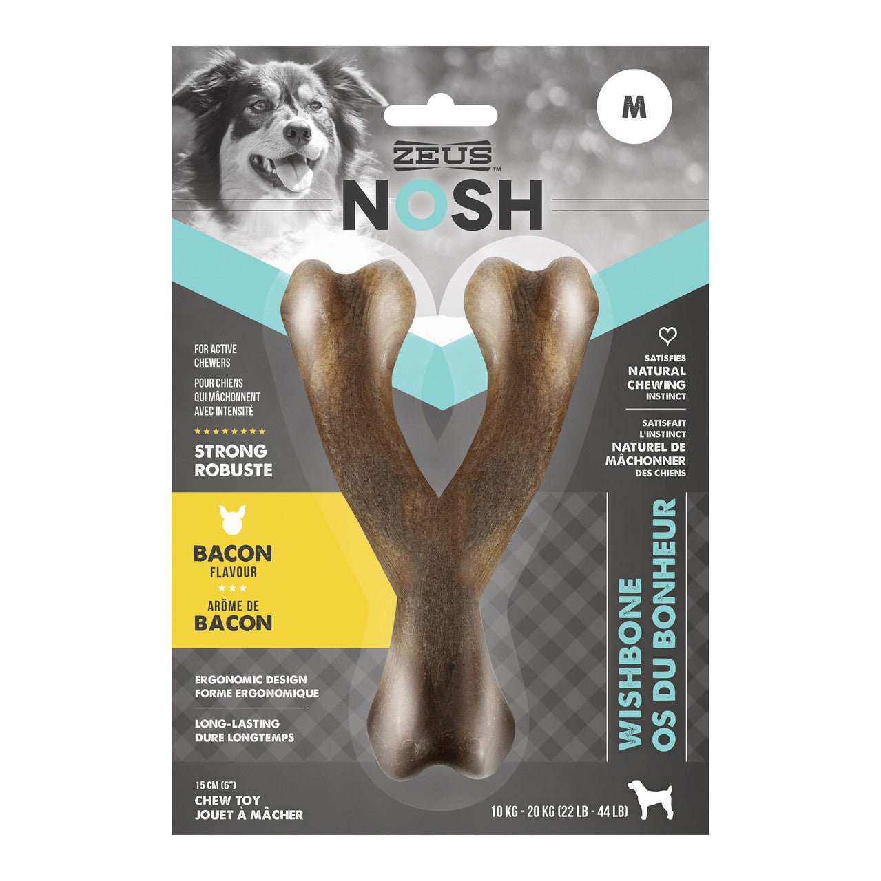 Zeus Nosh Strong Chew Bone, Bacon, Med 022517964446