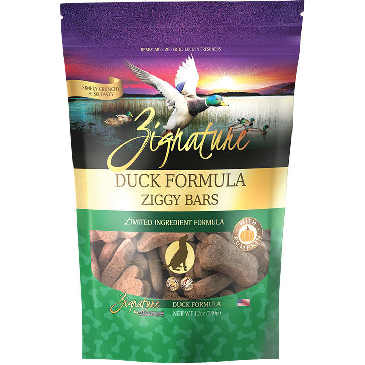 Zignature Dog Ziggy Bar Grain Free Duck 12oz 888641132331