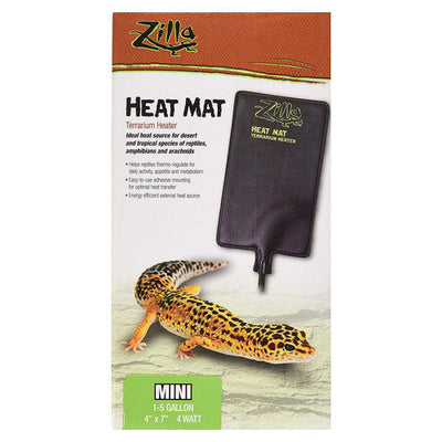 Zilla Terrarium Heat Mats Black Mini 1 - 5 Gallon 4 Watt - Reptile