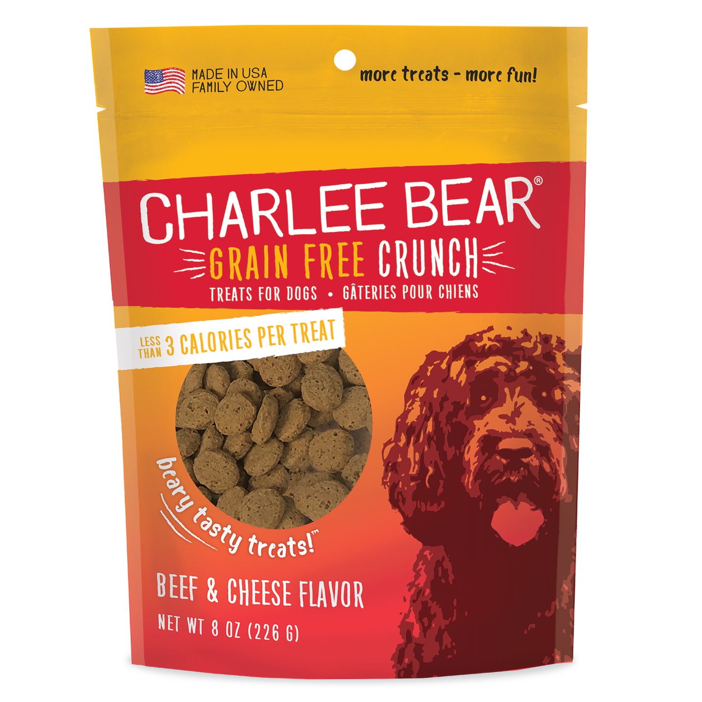 Charlee Bear Grain Free Crunch Dog Treats Beef Liver & Cheese 8 oz 787108008403