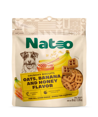 Natoo Crunchy Dog Biscuits Oats, Banana & Honey 8 oz 850039634178