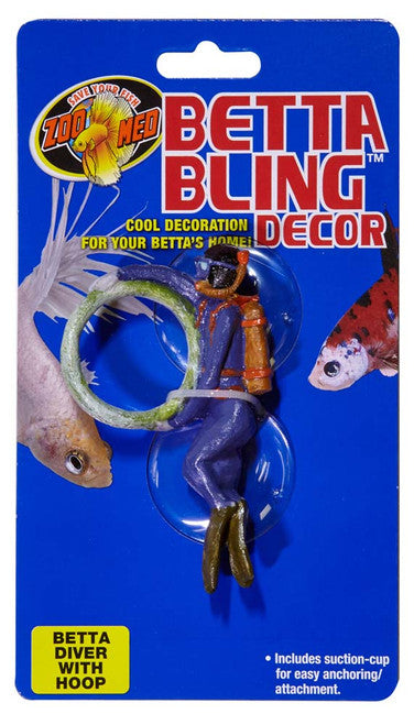 Zoo Med Betta Bling Diver Aquarium Ornament with Hoop Multi - Color