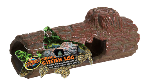 Zoo Med Ceramic Catfish Log Aquarium Ornament Brown 6.45in MD