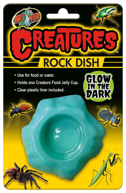 Zoo Med Creatures Rock Dish Glow in the Dark Light Blue One Size - Reptile