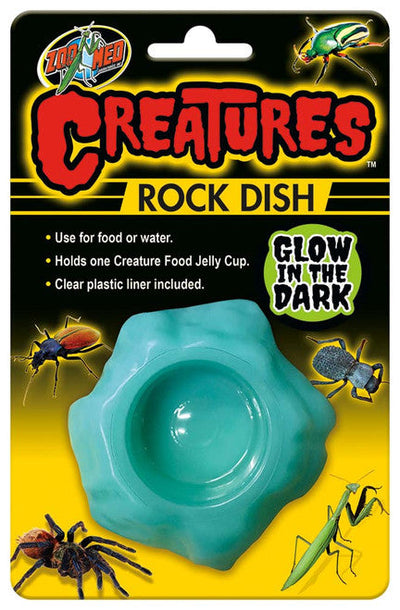 Zoo Med Creatures Rock Dish Glow in the Dark Light Blue One Size - Reptile