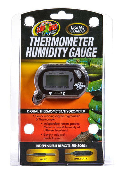 Zoo Med Digital Combo Thermometer Humidity Gauge Black - Reptile