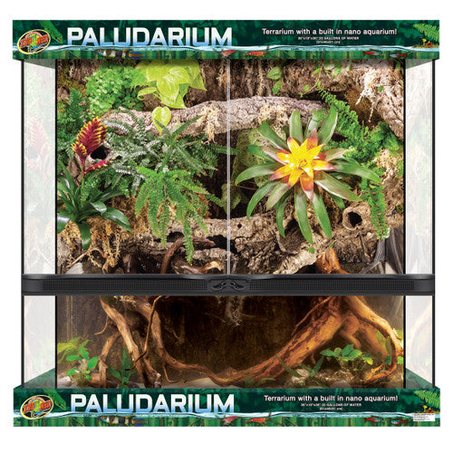 Zoo Med Double Door Paludarium with Built - in Nano Aquarium Black Clear 36 in x 18 20 gal SD - 3 - Reptile
