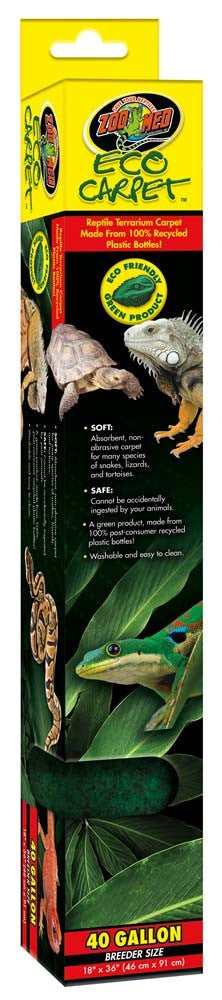 Zoo Med Eco Carpet Reptile Terrarium Carpet Green 40 Gallon, Breeder Size, 18 Inches X 36 Inches