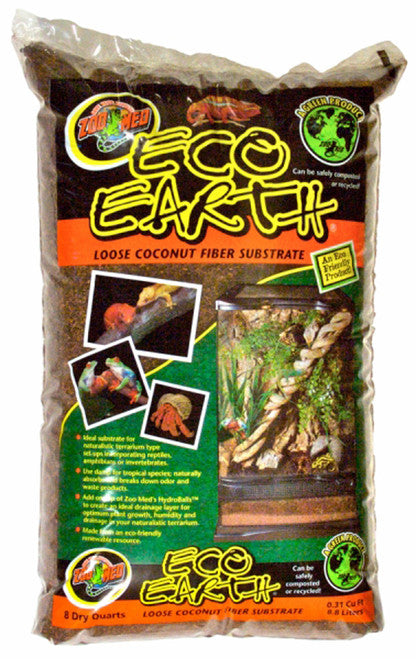 Zoo Med Eco Earth Coconut Fiber Substrate Brown 8 qt - Reptile