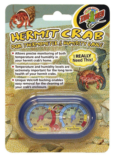 Zoo Med Hermit Crab Dual Thermometer & Humidity Gauge Assorted - Reptile