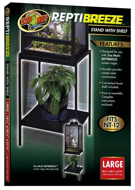 Zoo Med ReptiBreeze Stand w/Shelf Black LG - Reptile