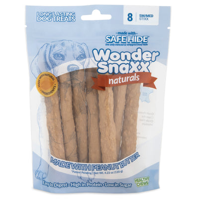 Wonder SnaXX Naturals StiXX Dog Treats Peanut butter 8 ct, Small/Medium 703624513283