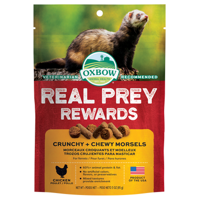 Oxbow Animal Health Real Prey Rewards Crunchy & Chewy Ferret Treat Chicken 3 oz 744845968377