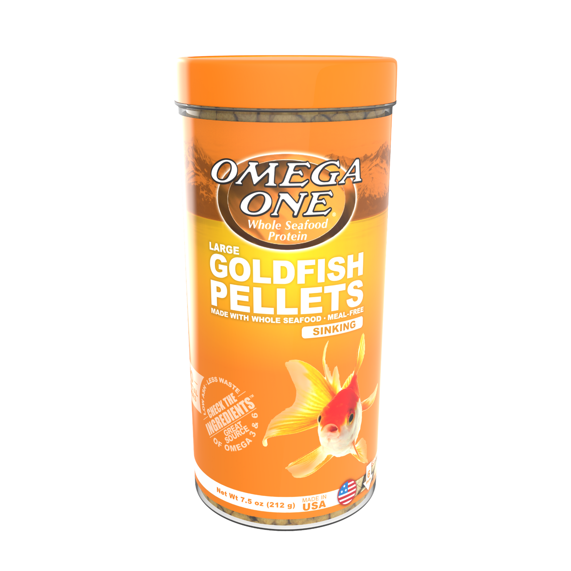 Omega One Goldfish Sinking Pellet Fish Food Large Pellets 7.5 oz 698220044616