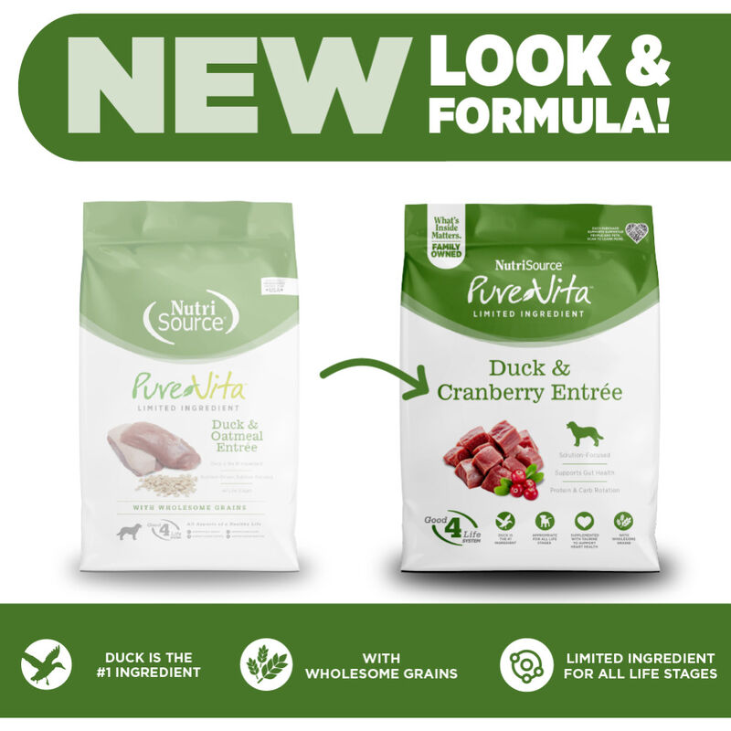 NutriSource Pure Vita Duck / Cranberry Dry Dog Food 4lb