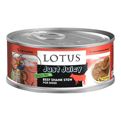 Lotus Dog Juicy Grain Free Beef Shank Stew -5.5oz / 24 ct {L+x}