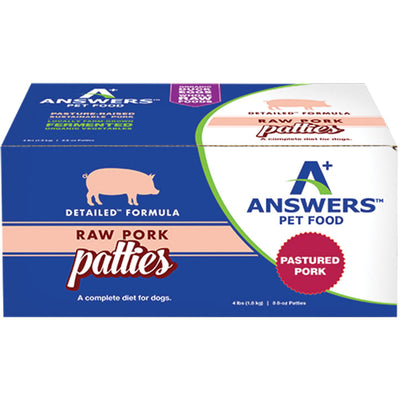 Answers Dog Frozen Detailed Pork 8oz Patties - 8 Count{L-x} SD-5