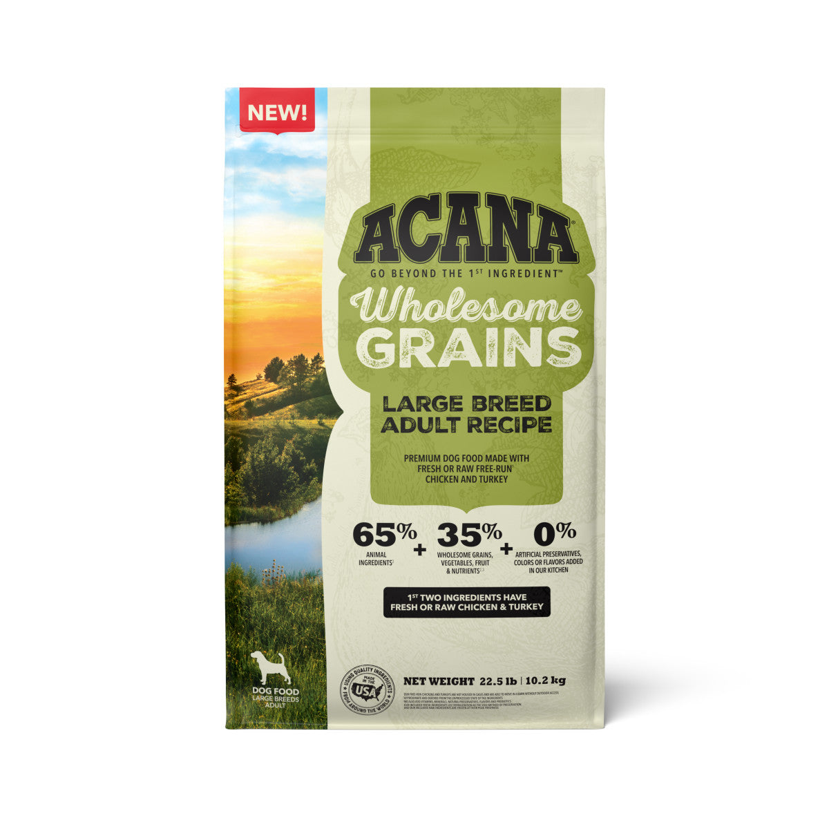 Acana Wholesome Grains Large Breed Adult Dry Dog Food Chicken & Turkey 22.5 lb 064992723361