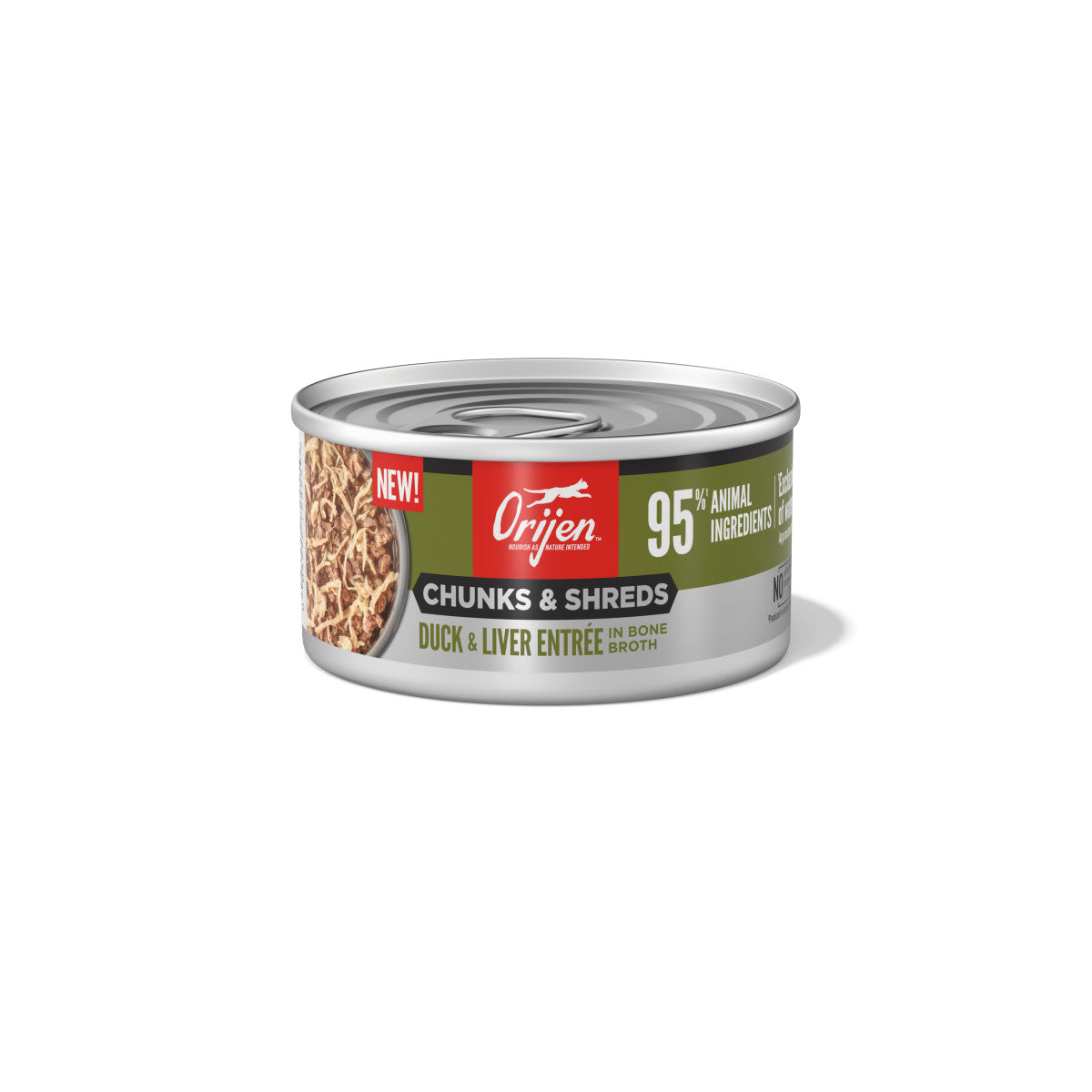 Orijen Chunks & Shreds Canned Cat Food Duck & Liver Entrée 24ea/3 oz 064992724559